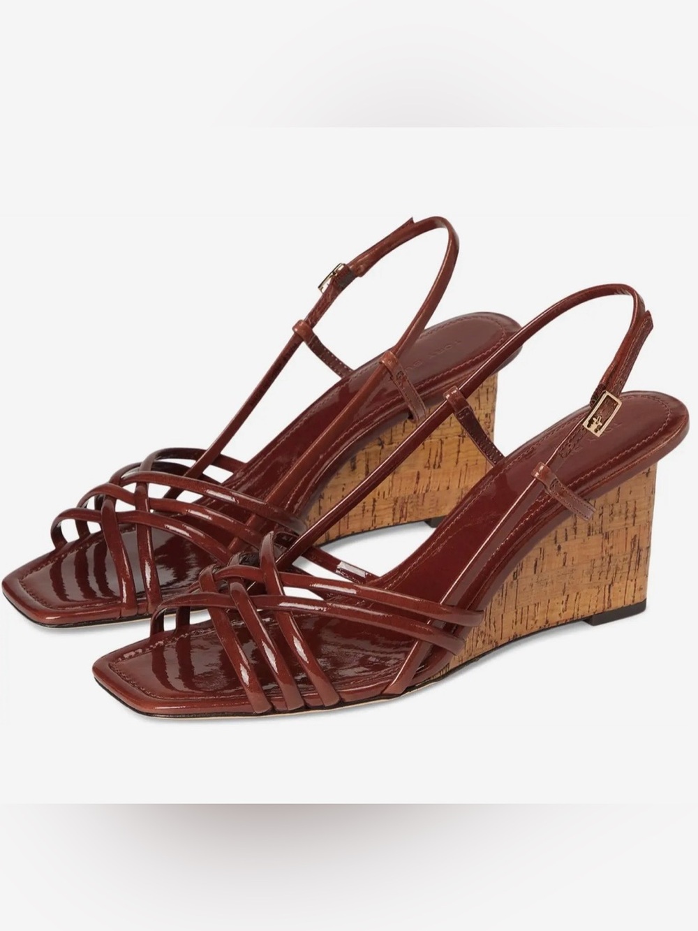 New Tory Burch Multi Strap 75MM Wedge Sandals size 8.5